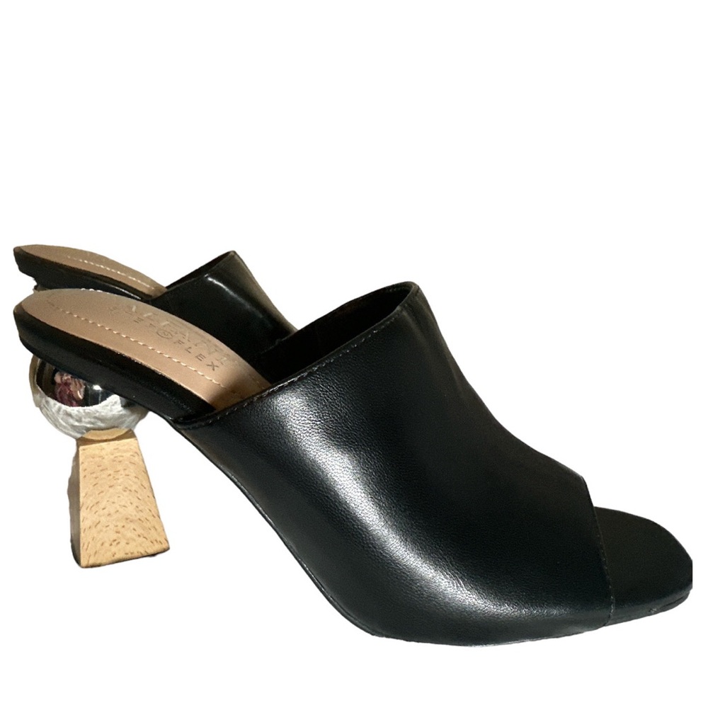 ALFANI STEP N' FLEX Women's Black Smooth Magnolea Wood-Heel Dress Sandals SZ 5.5